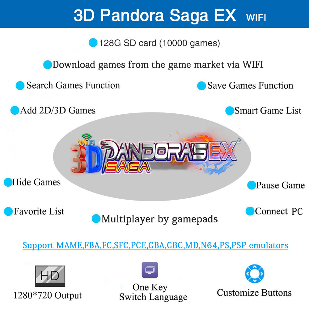 128 ГБ 3D Pandora Saga EX2 Арк – обзор и цена Trackball Controller Arcade